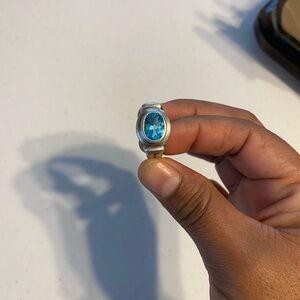 Vintage sterling silver 952 light blue stone ring size 7
